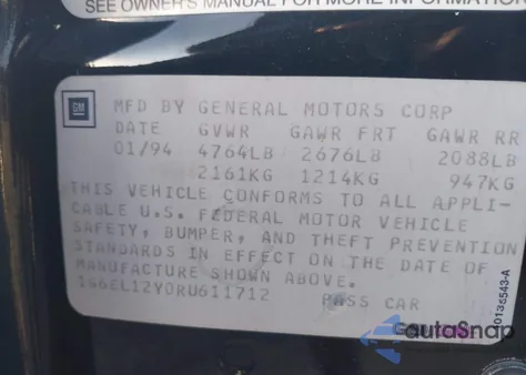 1994 Cadillac Eldorado from USA, damaged, VIN 1G6EL12Y0RU611712